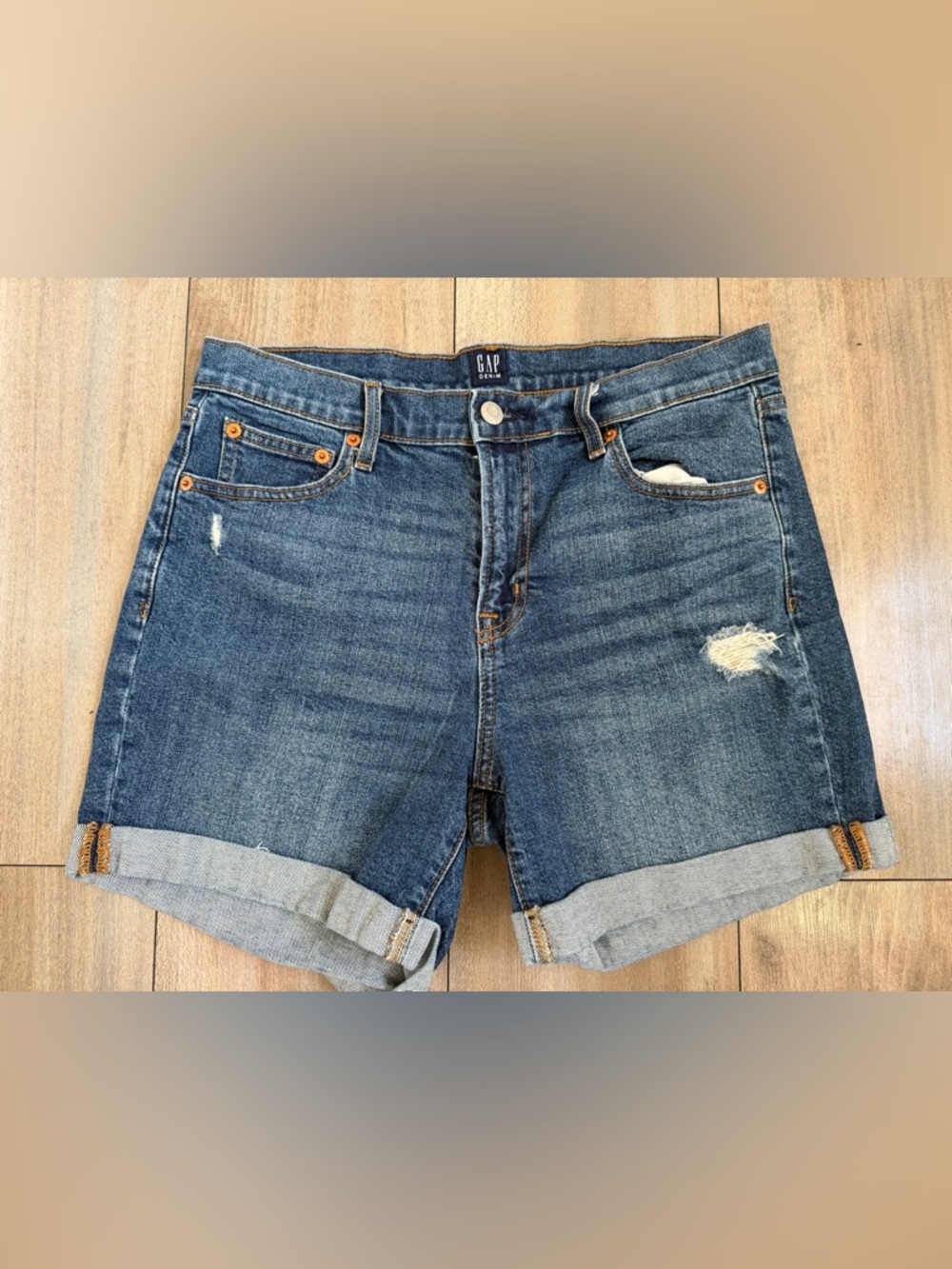 GAP Medium Blue Rolled Cuff Women's Denim Shorts